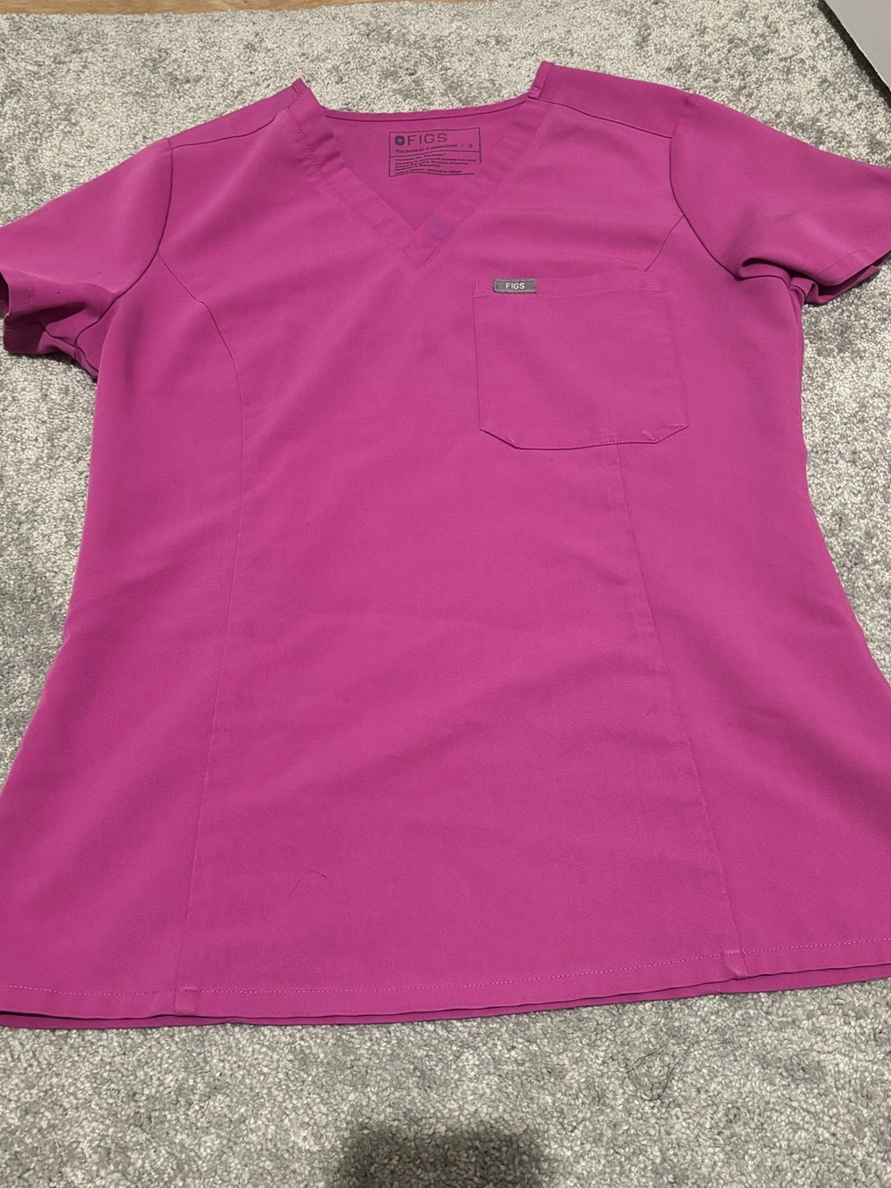 FIGS Women's V-Neck Scrub Top in Bright Magenta
